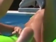 Bikini babes give pool like to suck aloft dispirited trotters